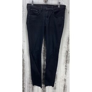 Rag & Bone Skinny Jeans 28 Minimalist Edgy Raw Hem Coal Black Stretch Denim